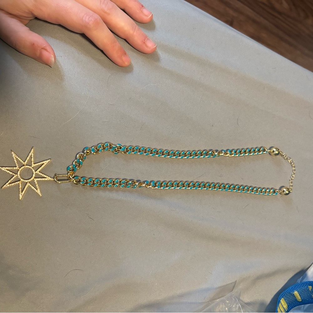 Treasure Jewels Gold and Turquoise Star Pendant Chain Necklace - Women Jewelry